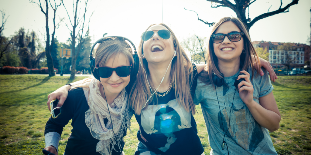 Group of girls having fun outside