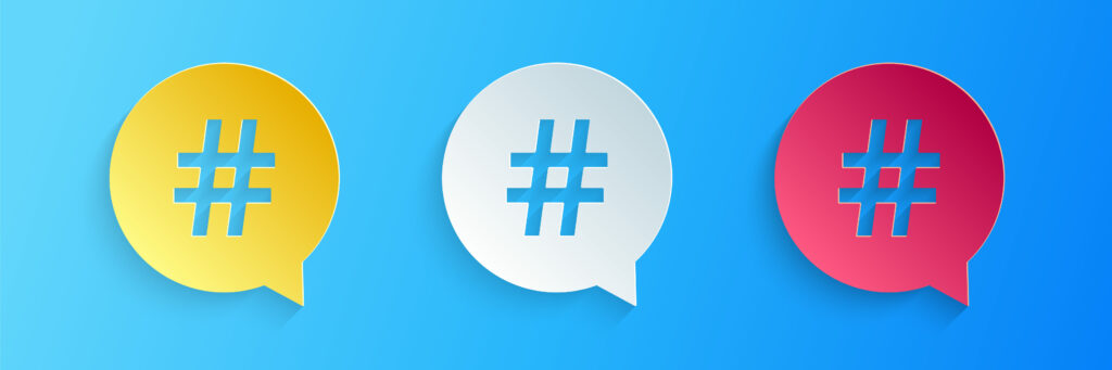 Set of colourful hashtags