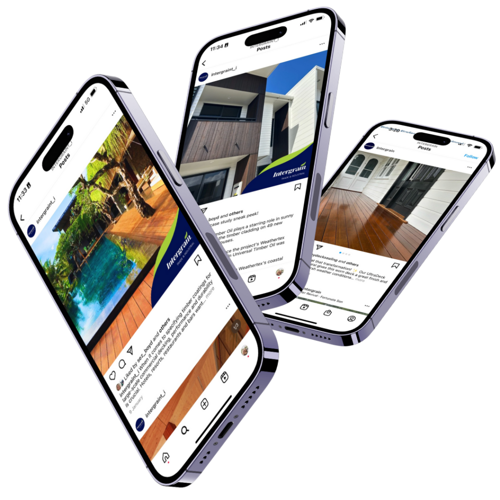 Intergrain social media displayed on mobile phones