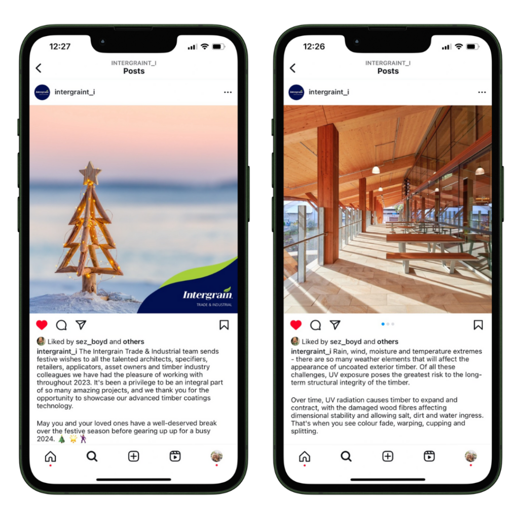 Examples of Intergrain's summer socials on mobile phones
